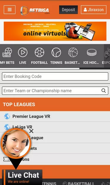 Betbiga making a bet